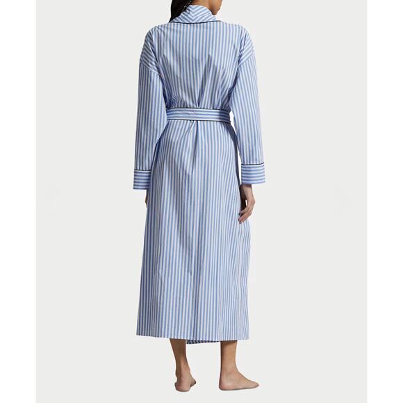 Polo Ralph Lauren Robe Sz S/M Heritage Cotton Poplin Blue White Stripe Pony Logo - Picture 4 of 11